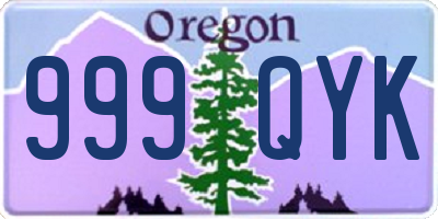 OR license plate 999QYK