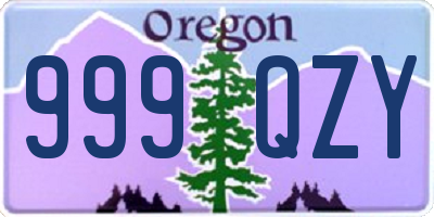 OR license plate 999QZY