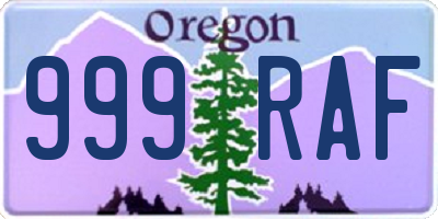 OR license plate 999RAF