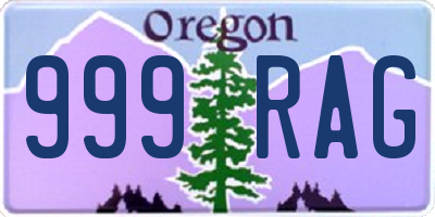 OR license plate 999RAG