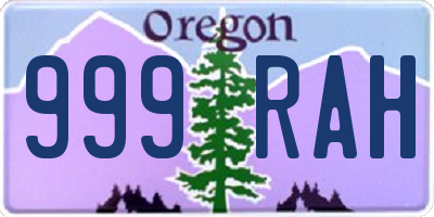 OR license plate 999RAH