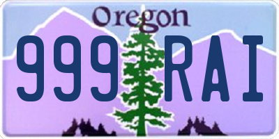 OR license plate 999RAI