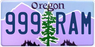 OR license plate 999RAM