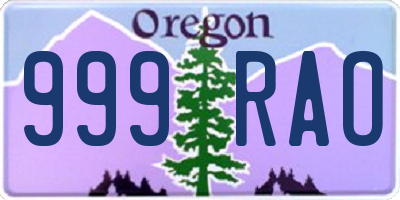 OR license plate 999RAO