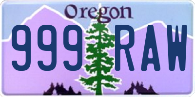 OR license plate 999RAW