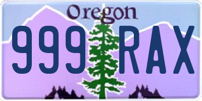OR license plate 999RAX