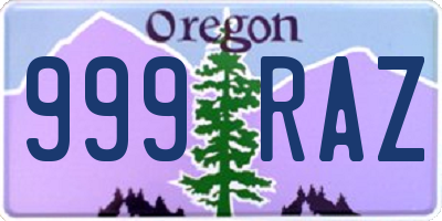 OR license plate 999RAZ