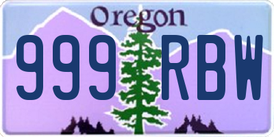 OR license plate 999RBW