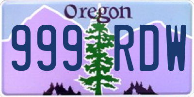 OR license plate 999RDW