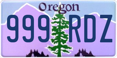 OR license plate 999RDZ