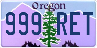 OR license plate 999RET