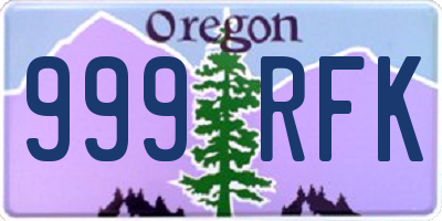 OR license plate 999RFK