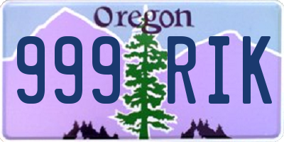 OR license plate 999RIK