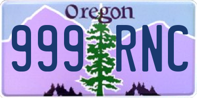 OR license plate 999RNC