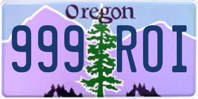 OR license plate 999ROI