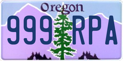 OR license plate 999RPA