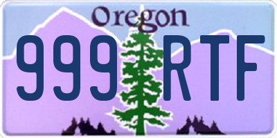 OR license plate 999RTF