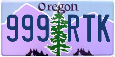OR license plate 999RTK