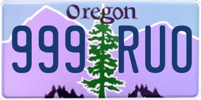 OR license plate 999RUO