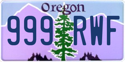 OR license plate 999RWF