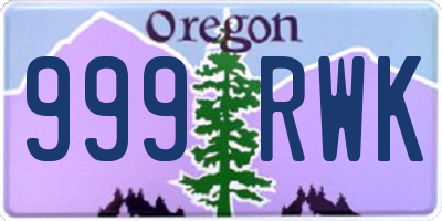 OR license plate 999RWK