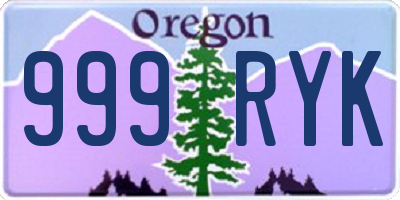 OR license plate 999RYK