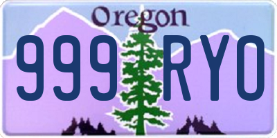 OR license plate 999RYO