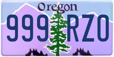 OR license plate 999RZO