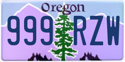 OR license plate 999RZW