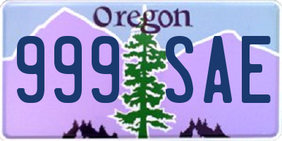 OR license plate 999SAE