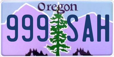 OR license plate 999SAH
