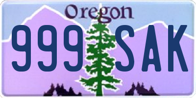 OR license plate 999SAK