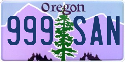 OR license plate 999SAN