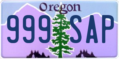 OR license plate 999SAP
