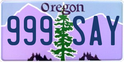 OR license plate 999SAY