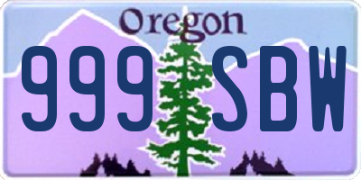OR license plate 999SBW