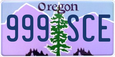 OR license plate 999SCE