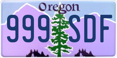 OR license plate 999SDF