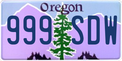 OR license plate 999SDW