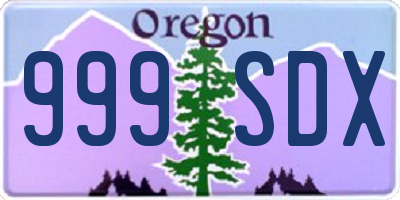 OR license plate 999SDX