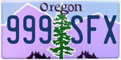 OR license plate 999SFX