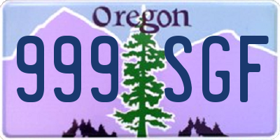 OR license plate 999SGF