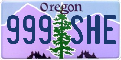 OR license plate 999SHE