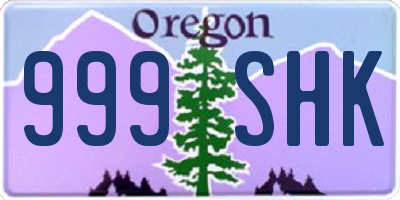 OR license plate 999SHK