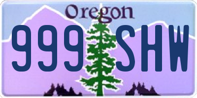 OR license plate 999SHW