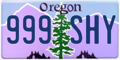 OR license plate 999SHY