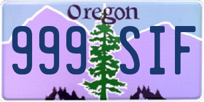 OR license plate 999SIF