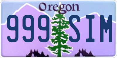 OR license plate 999SIM