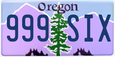 OR license plate 999SIX