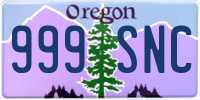 OR license plate 999SNC